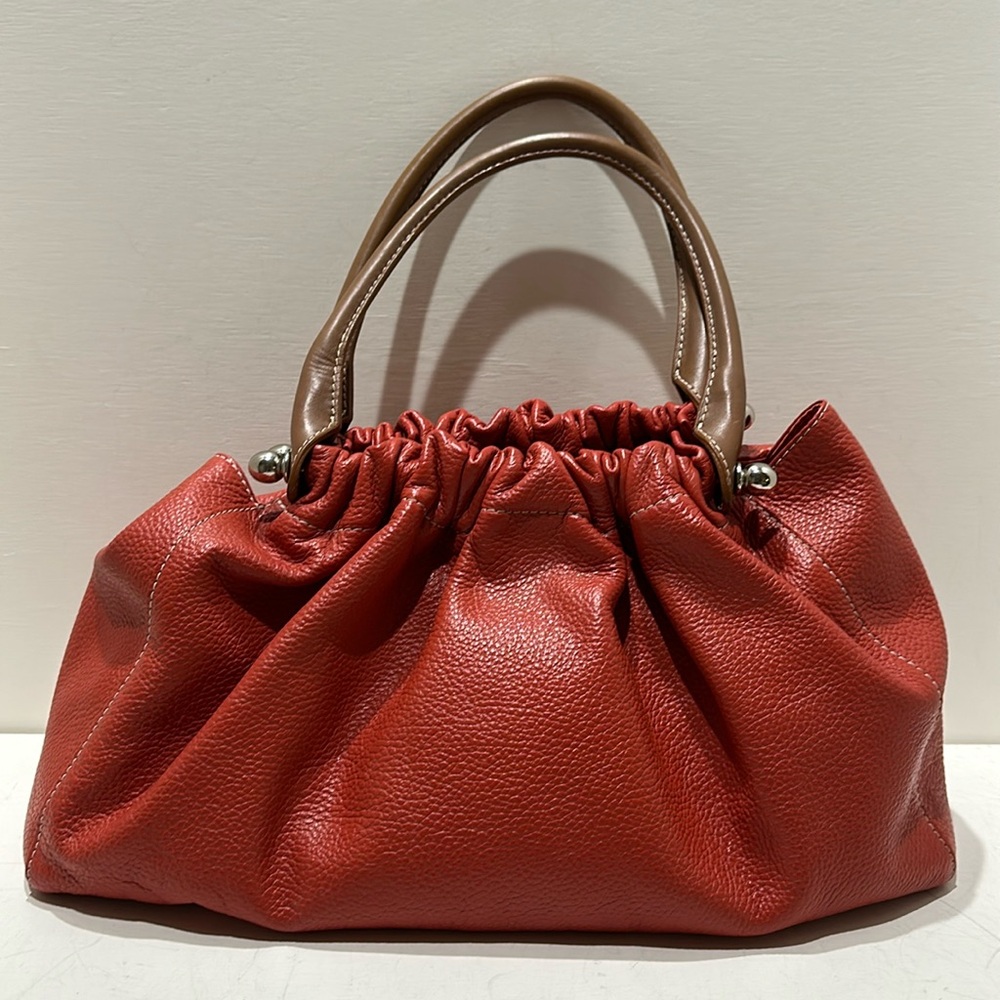 J. McLAUGHLIN  Salmon Orange Pebbled Leather Satchel